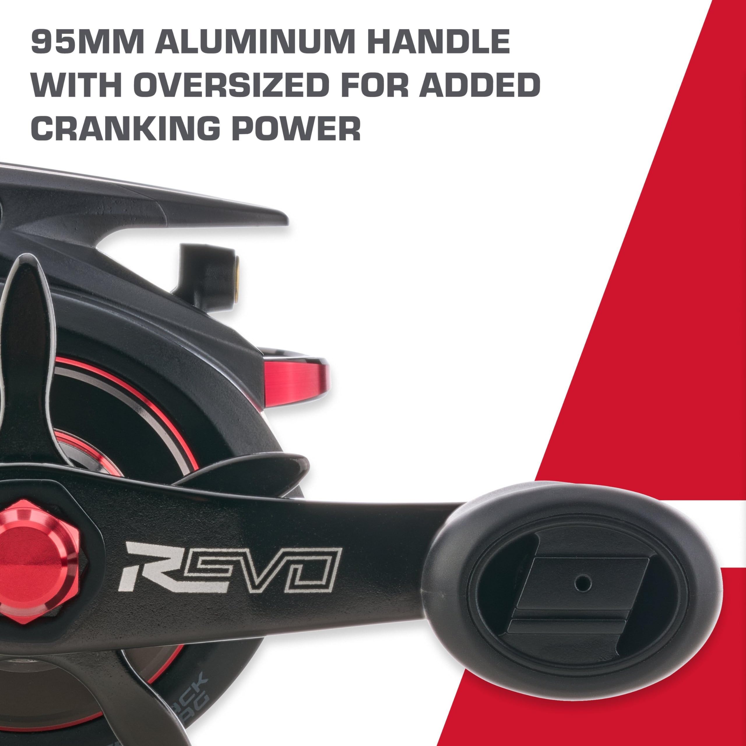 Abu Garcia Revo 5 Winch 23 inches line recovery per crank accelerates retrieves.