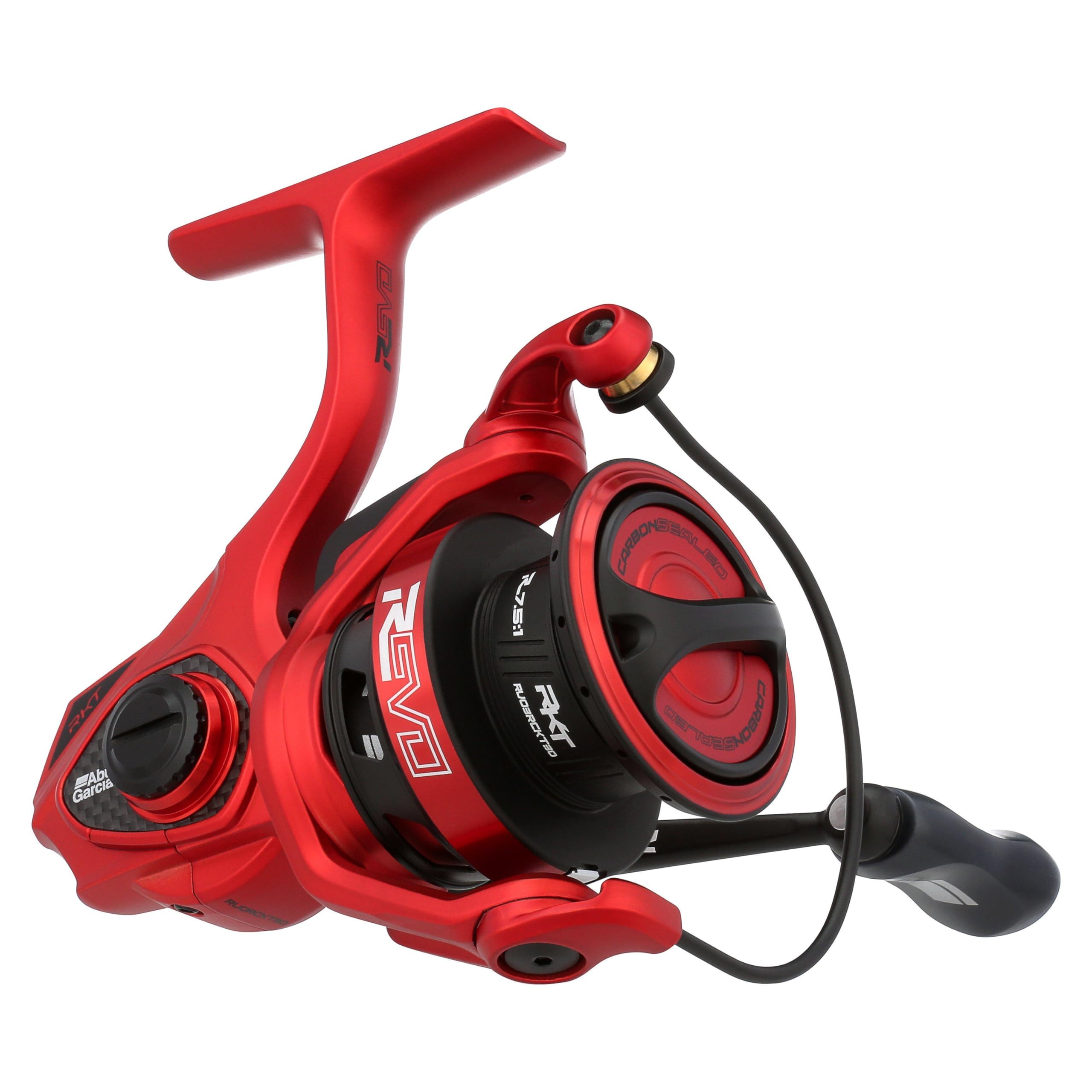 Abu Garcia Revo Rocket spinning reel front view for balanced casting.