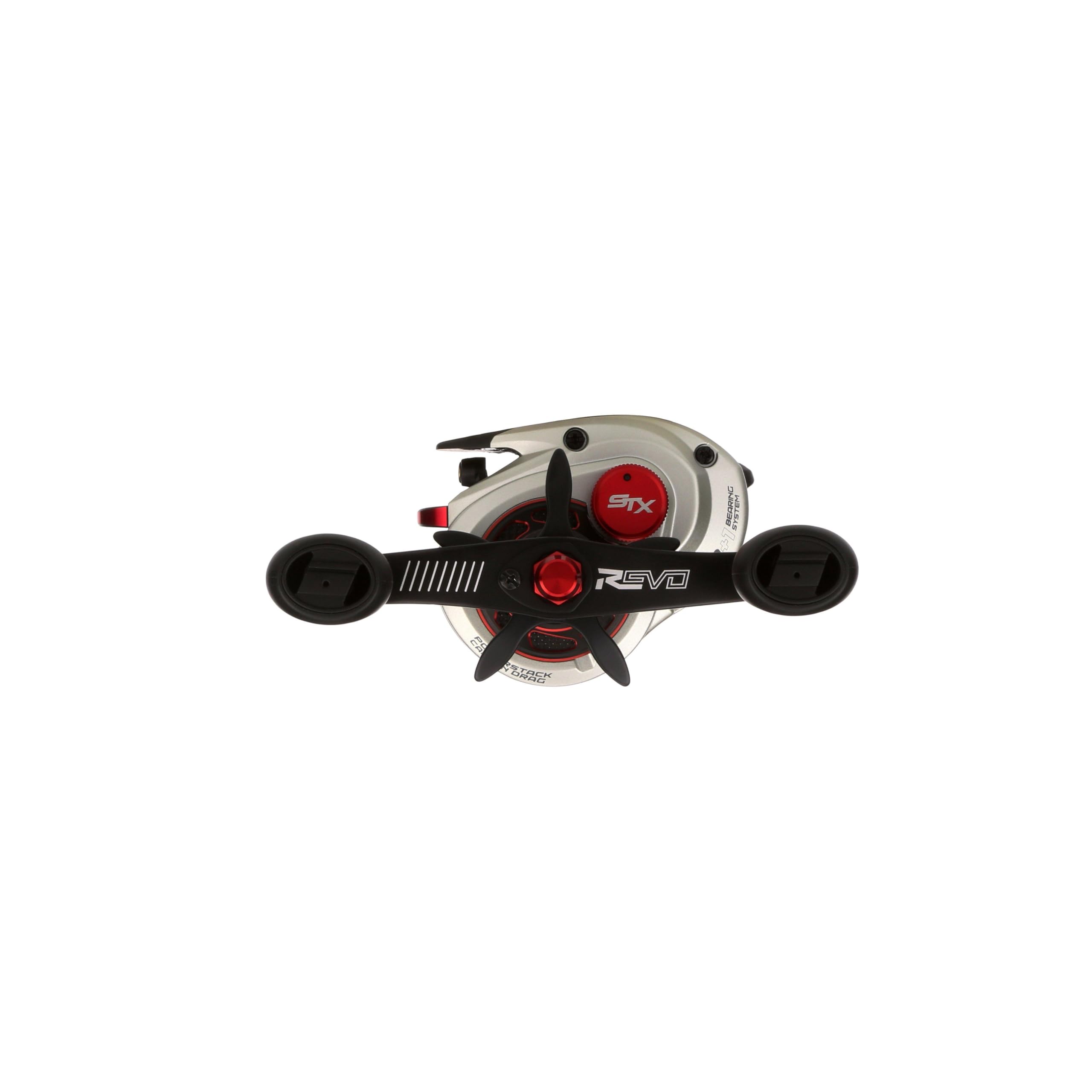 Abu Garcia Revo STX low profile reel handle close-up showcasing comfortable grip.