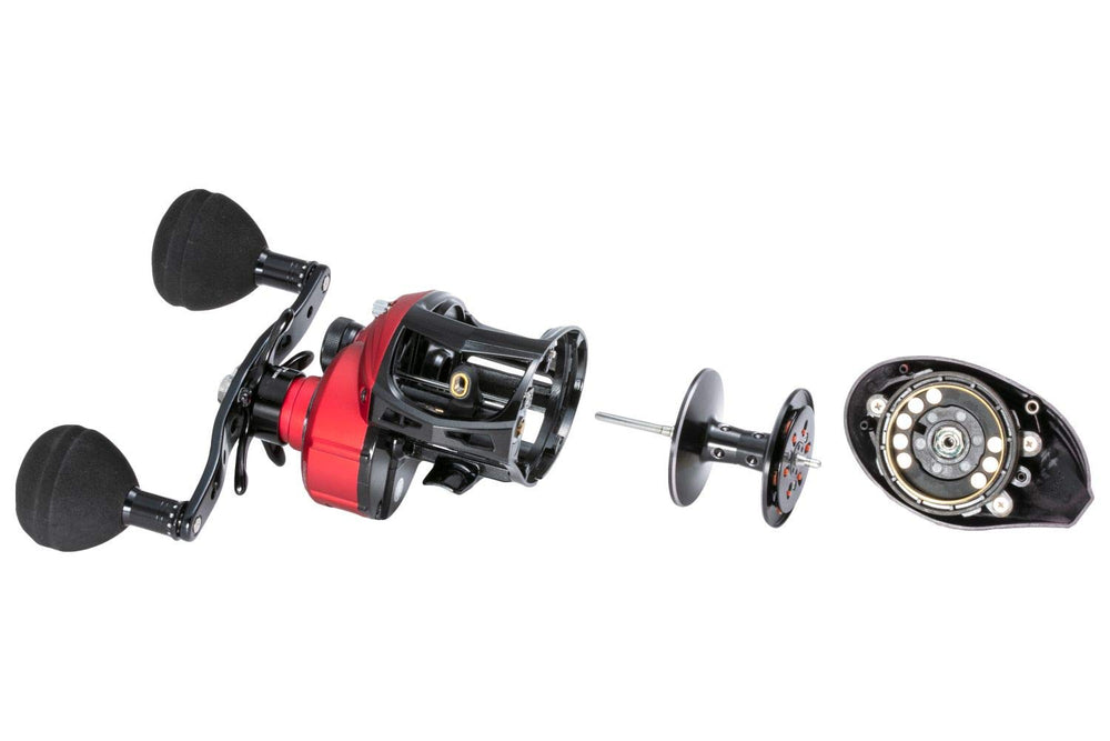 Abu Garcia Revo Toro Rocket LP reel brass gears for durable performance.