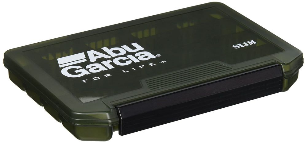 Abu Garcia VS-3010NS lure case, olive front view, slim design for compact packing.