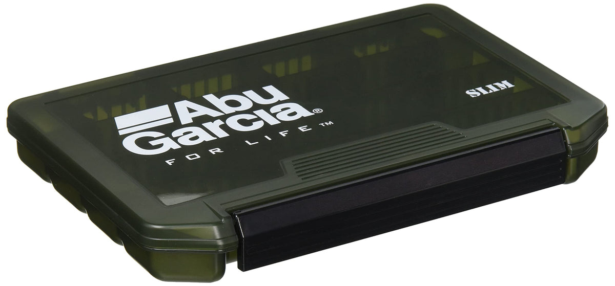Abu Garcia VS-3010NS lure case, olive front view, slim design for compact packing.