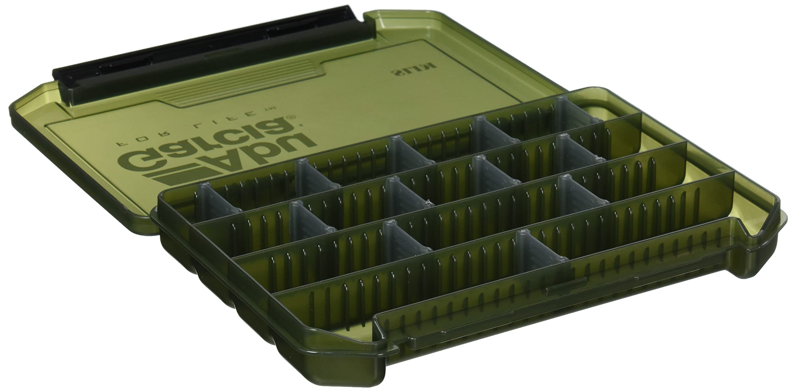 Abu Garcia VS-3010NS lure case, olive side view, durable wormproof body.