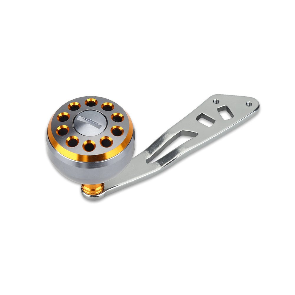 Blue Abu Round Baitcast reel handle grip top view