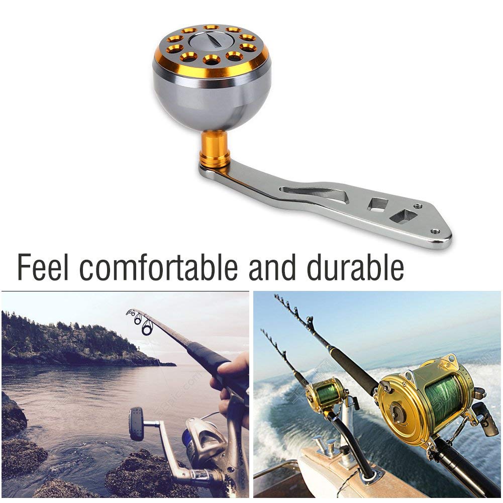 Gold Abu Round Baitcast reel handle grip side view