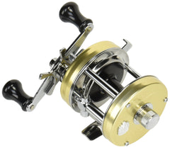 AbuGarcia Ambassadeur 5500CS champagne gold reel side view showing balanced ergonomic grip
