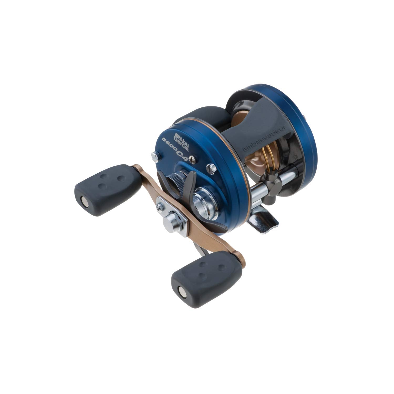 Abu Garcia Ambassadeur C4 5600 side view highlighting the comfortable bent handle