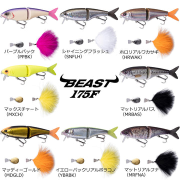 Abu Garcia Beast 175F includes two lips and three tails for customization.