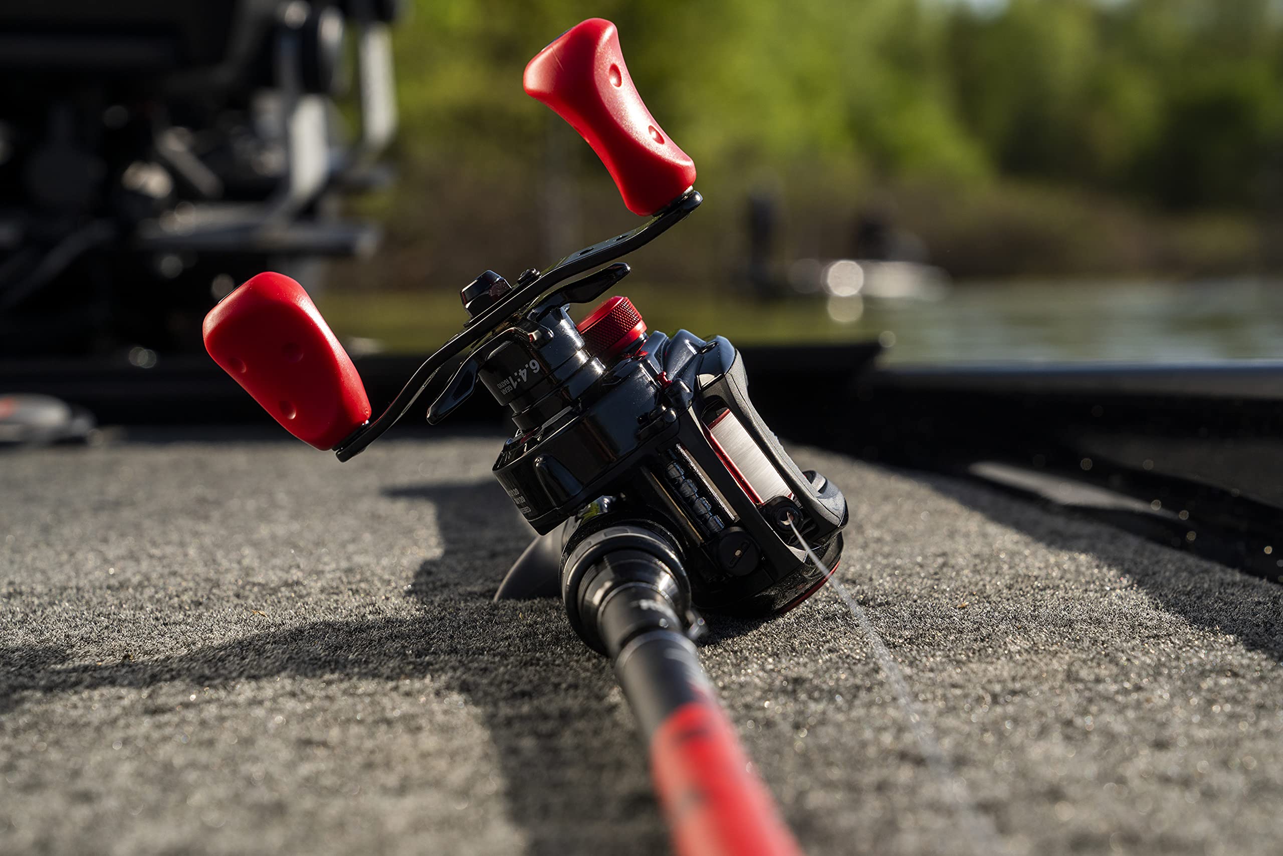 Abu Garcia Max X left-handed reel—smooth retrieves and durable gearing.