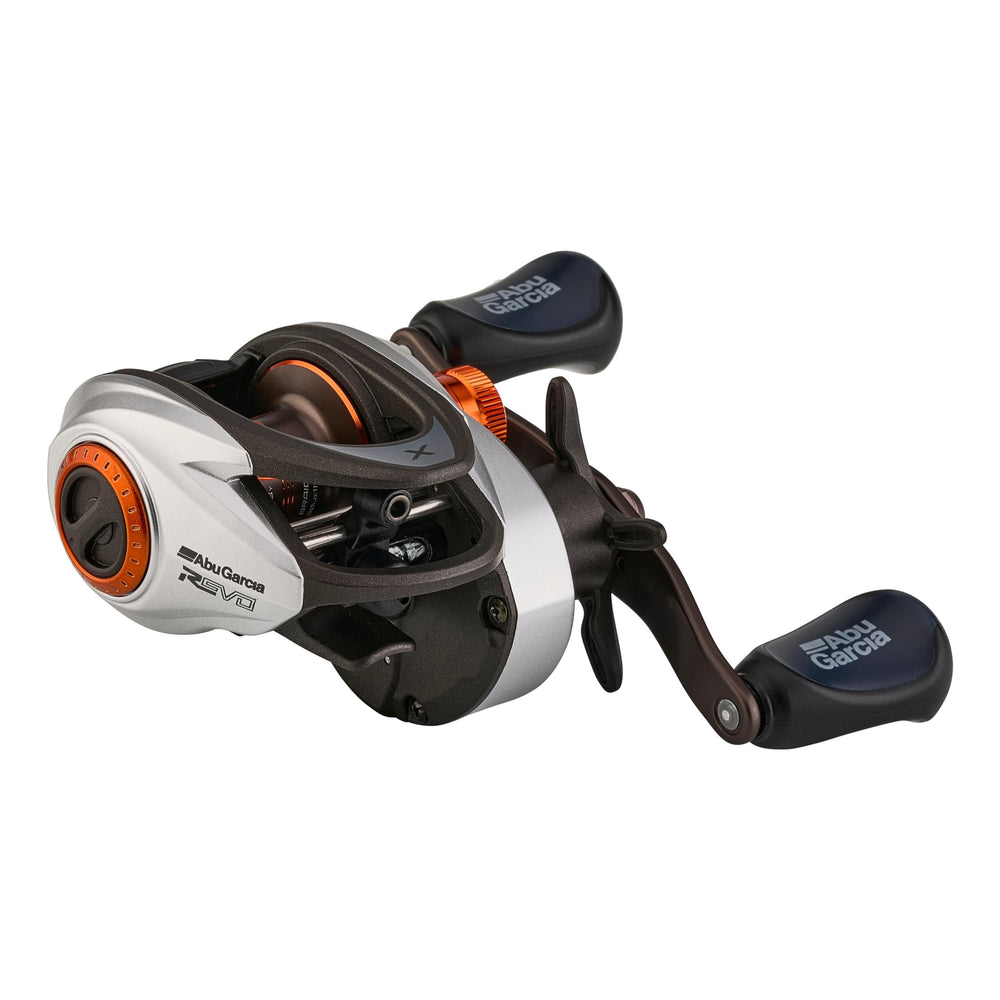 Abu Garcia Revo 5 X left-handle assembly offers ergonomic control for bass fishing.