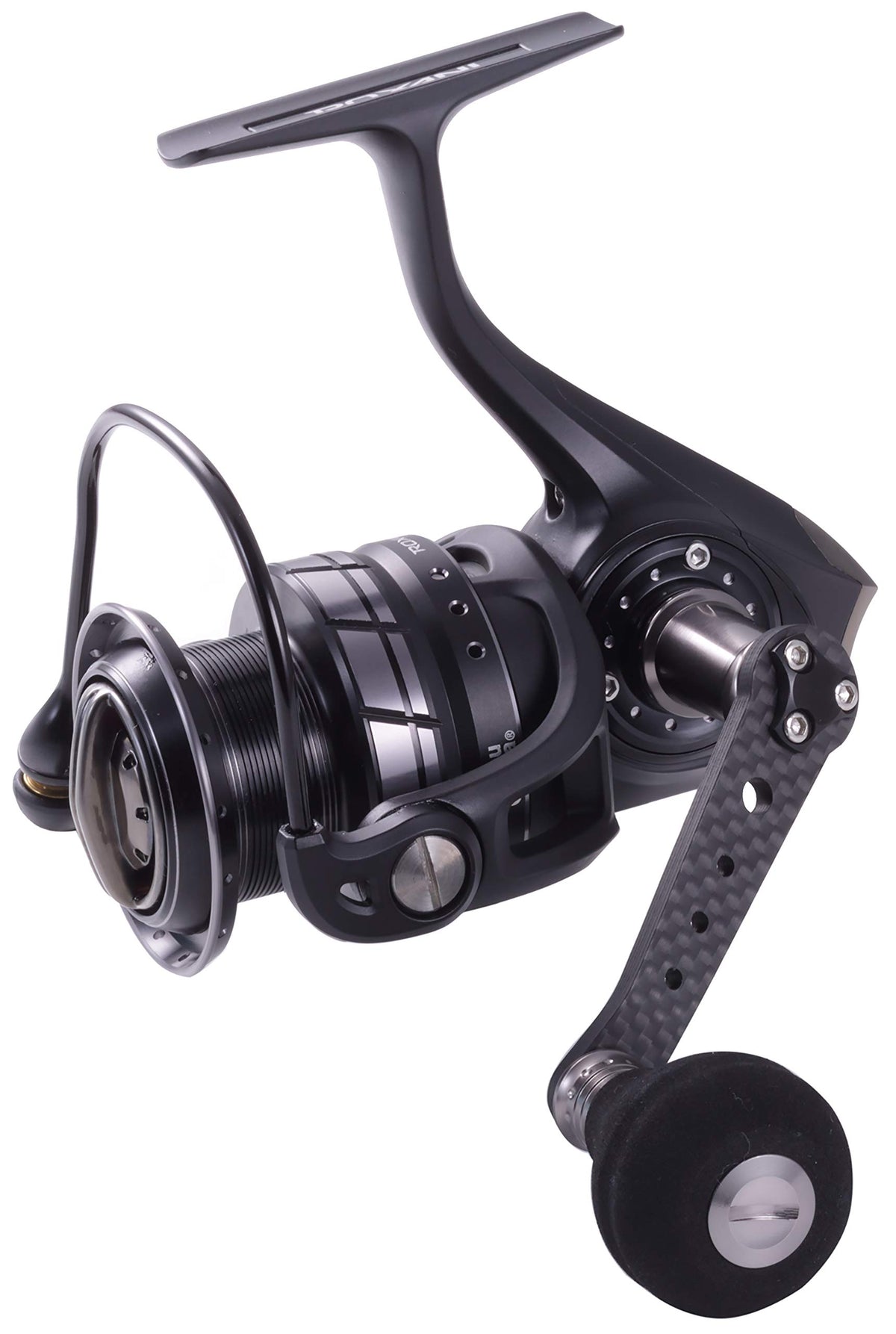 Abu Garcia Roxani 2500MSH front view with aluminum body for saltwater use