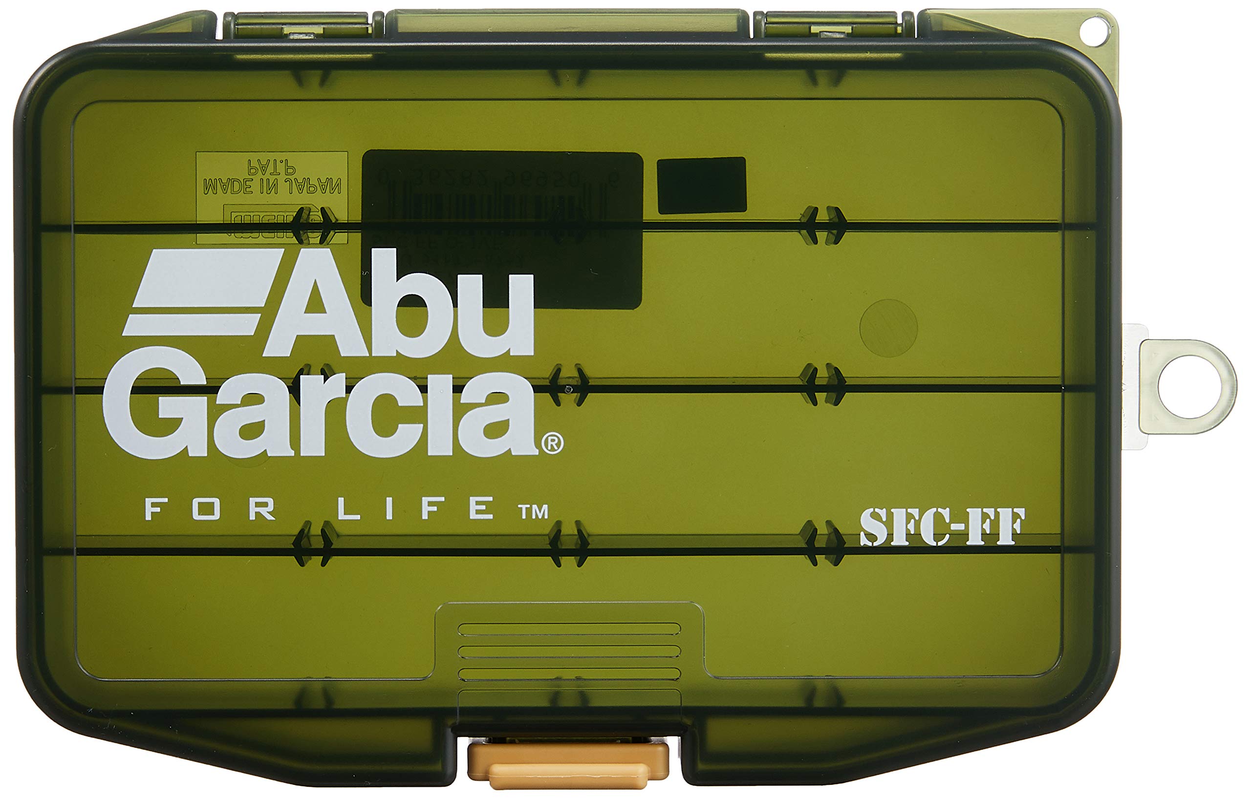 Abu Garcia SFC FF Light Game Case Olive, open, shows removable dividers for quick access.
