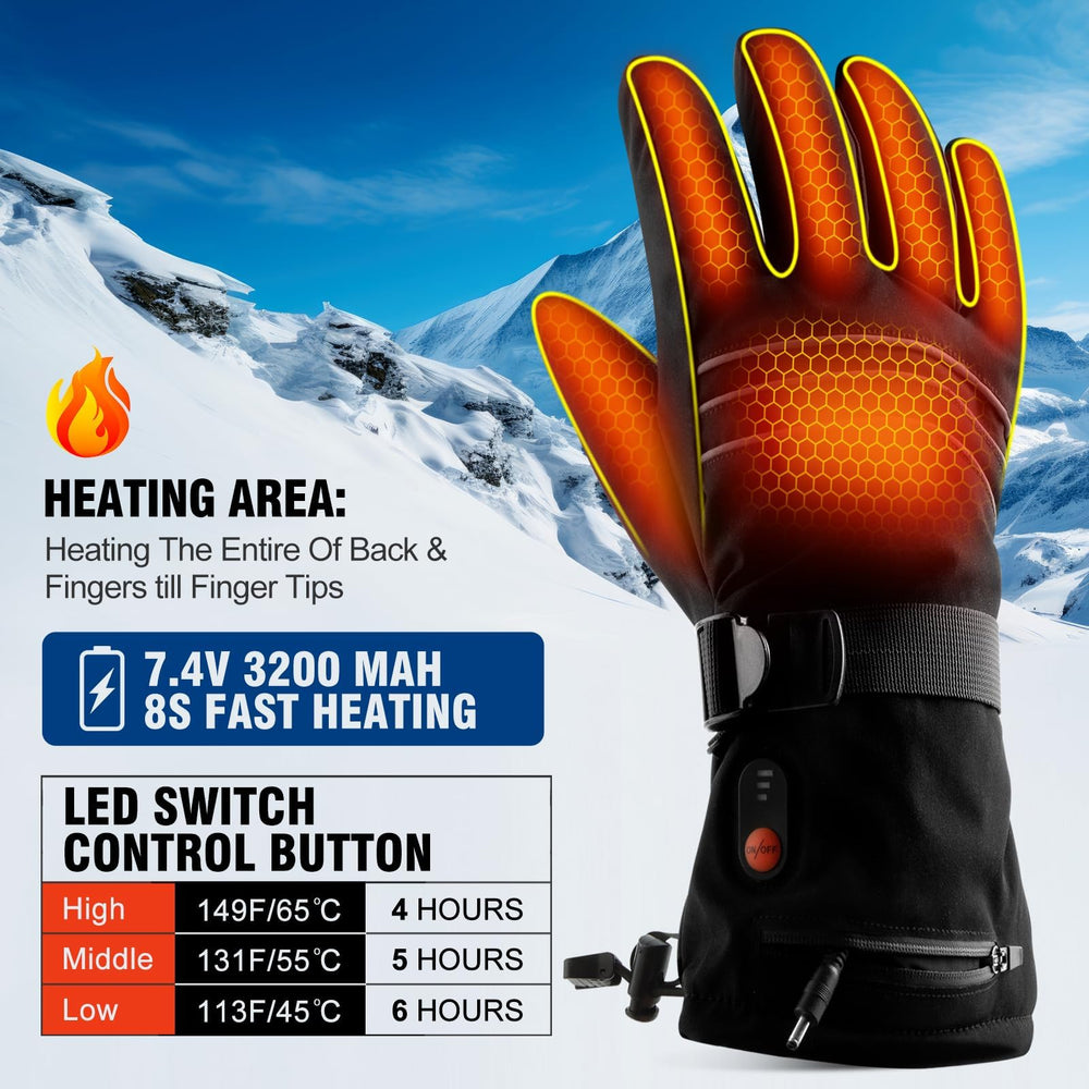 ABXMAS heated gloves back view highlights thick insulation for quick warmth in cold conditions.