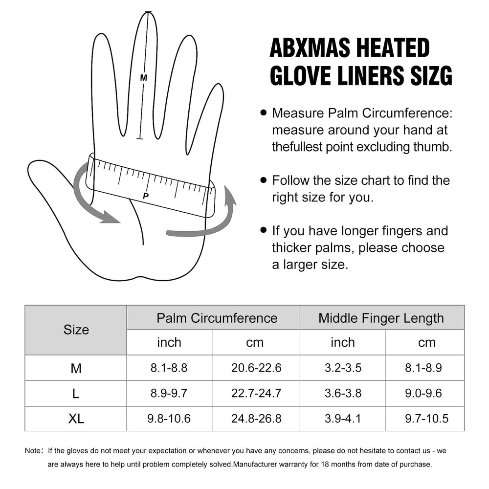 ABXMAS heated gloves heating element closeup demonstrates full-hand warmth across fingers.