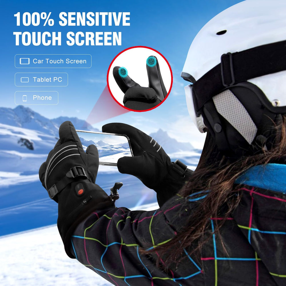 ABXMAS heated gloves touchscreen thumb image confirms device compatibility while staying warm.
