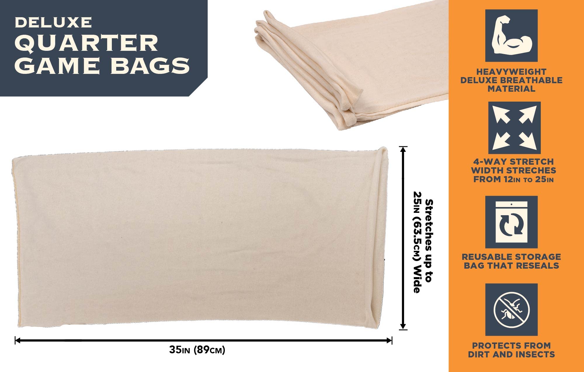 AC ALLEN Colorado Deluxe elk quarter bags demonstrate 4-way stretch for easy packing