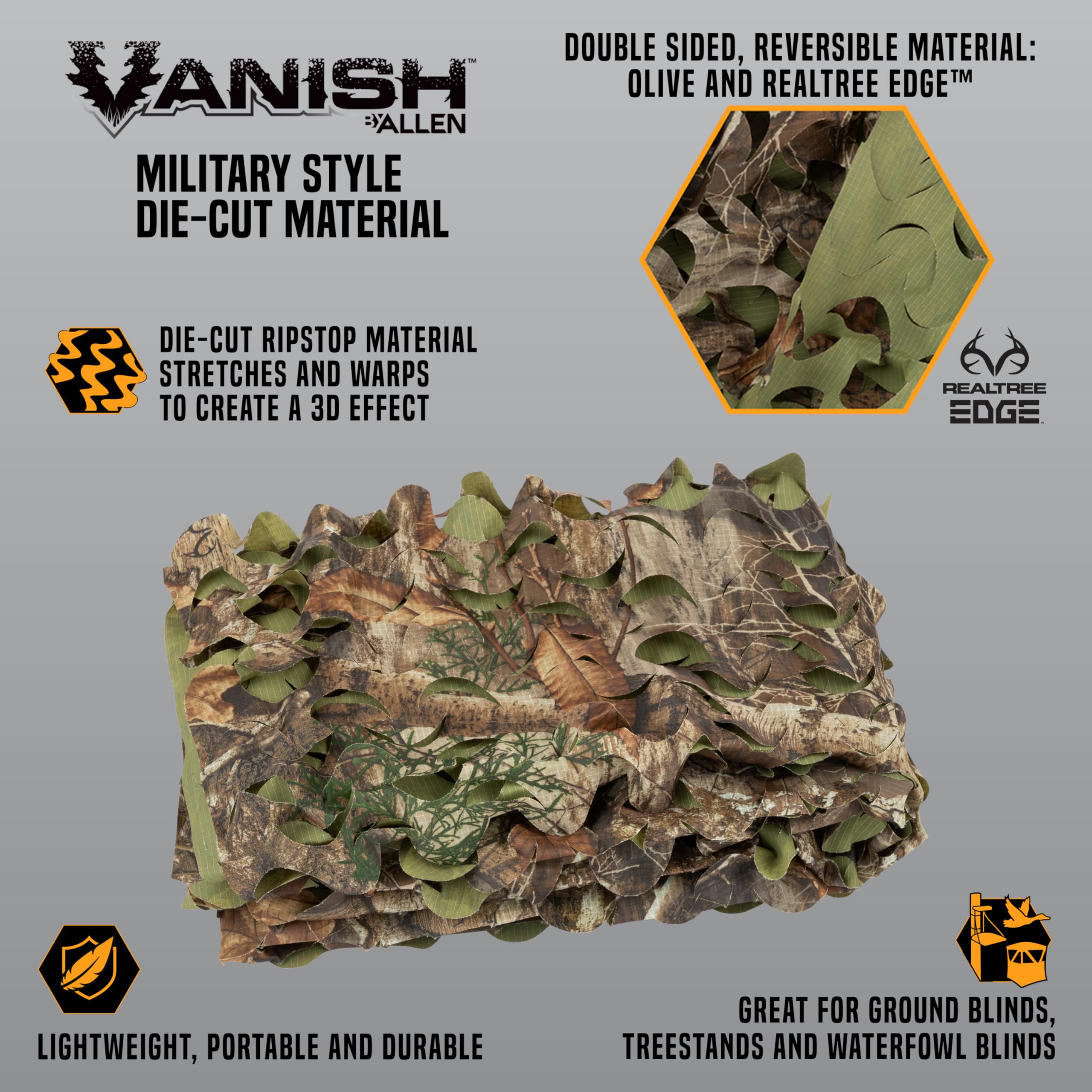 AC ALLEN die-cut camo Realtree Edge side for flexible camouflage