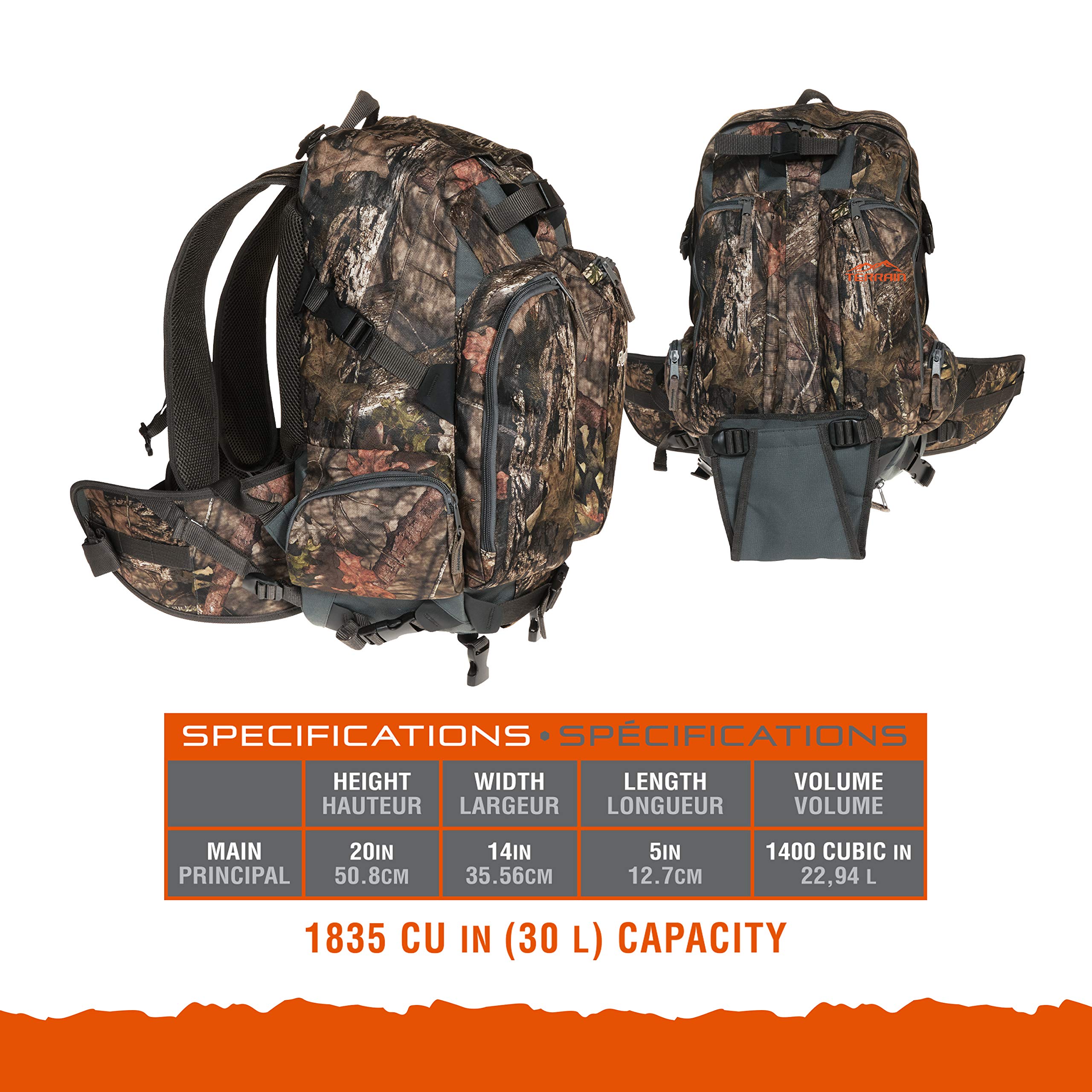 Five zippered compartments and interior pocket organize gear on treks
