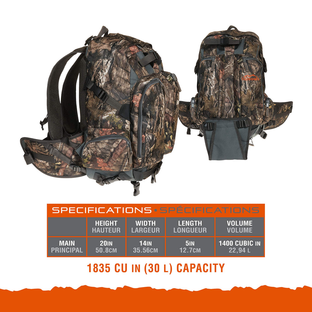 Five zippered compartments and interior pocket organize gear on treks