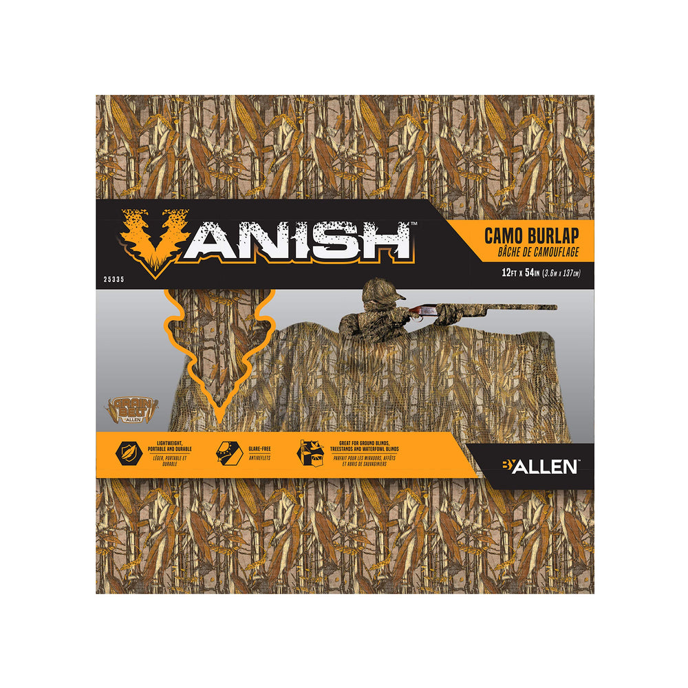 AC ALLEN Vanish burlap portable hunting blind ready for field use.