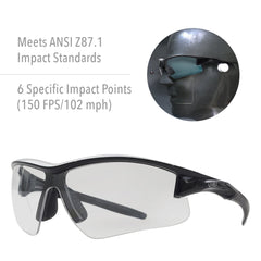 Ribbed nose piece and soft temple inserts for secure aiming