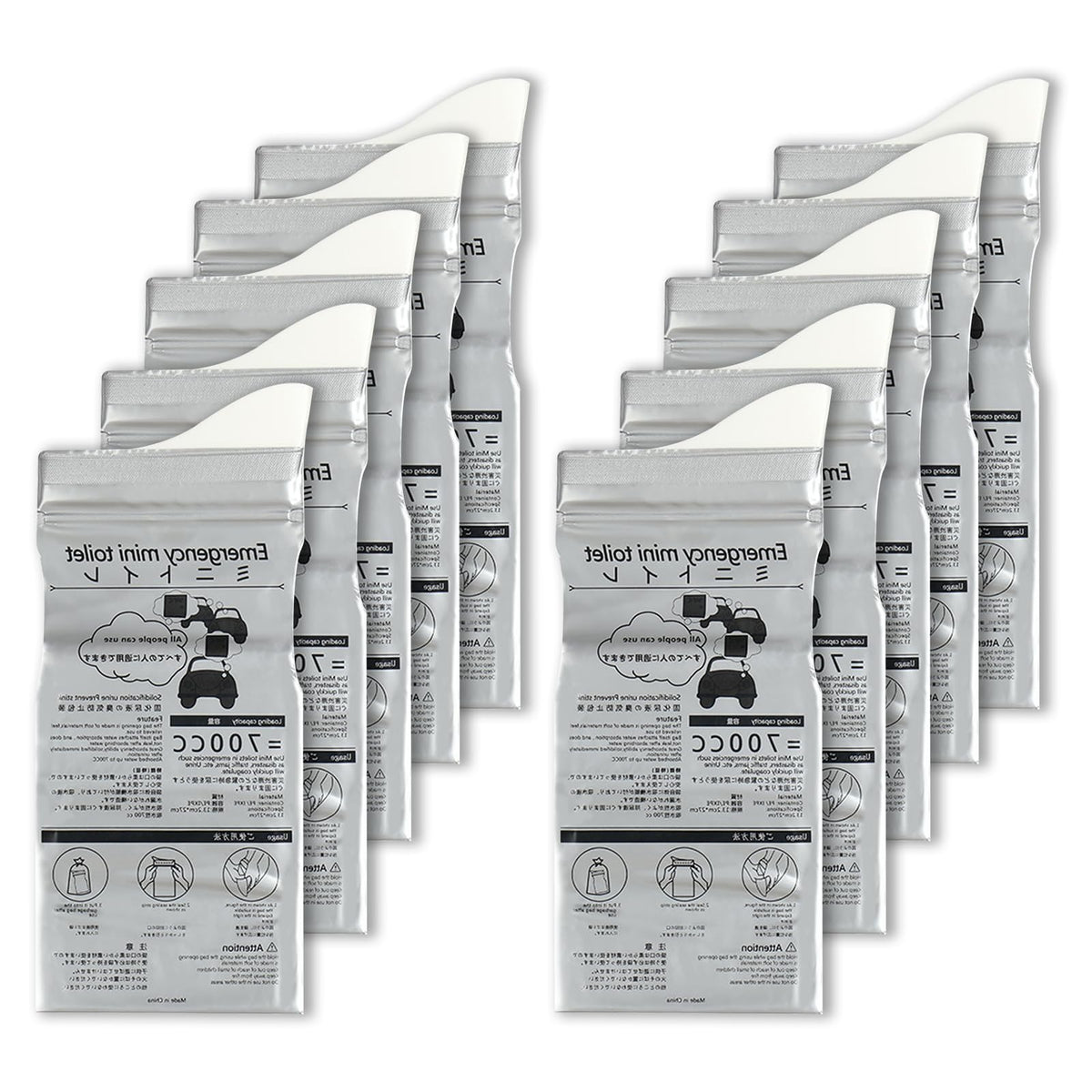 ACAGALA 12-pack disposable urine bags for camping with leak-proof seal.