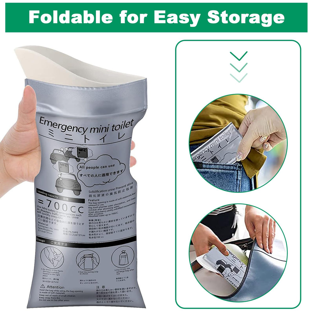 ACAGALA compact disposable urine bag designed for easy carry on trails.