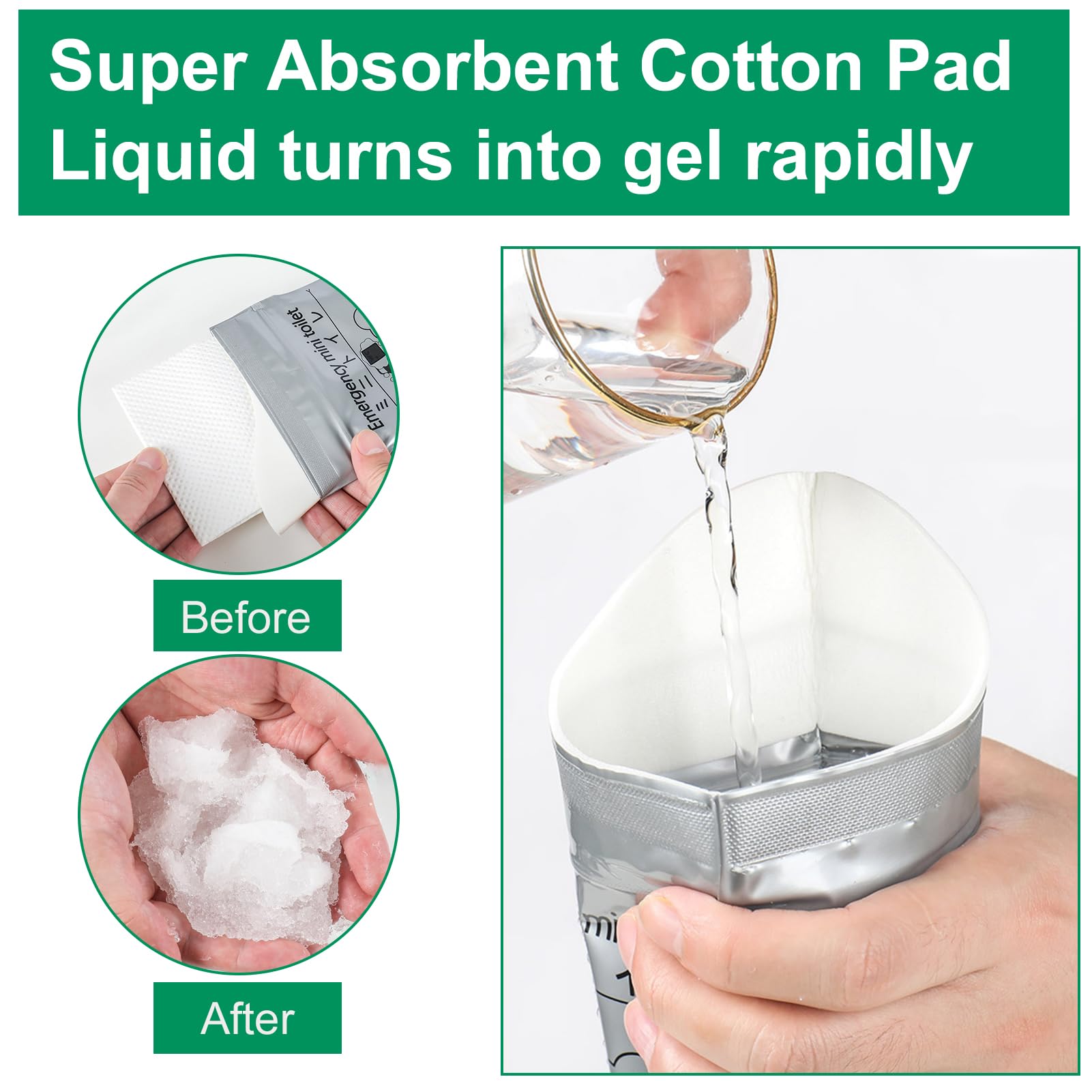 ACAGALA sealed-zipper urine bag ensures leak containment even when tilted.