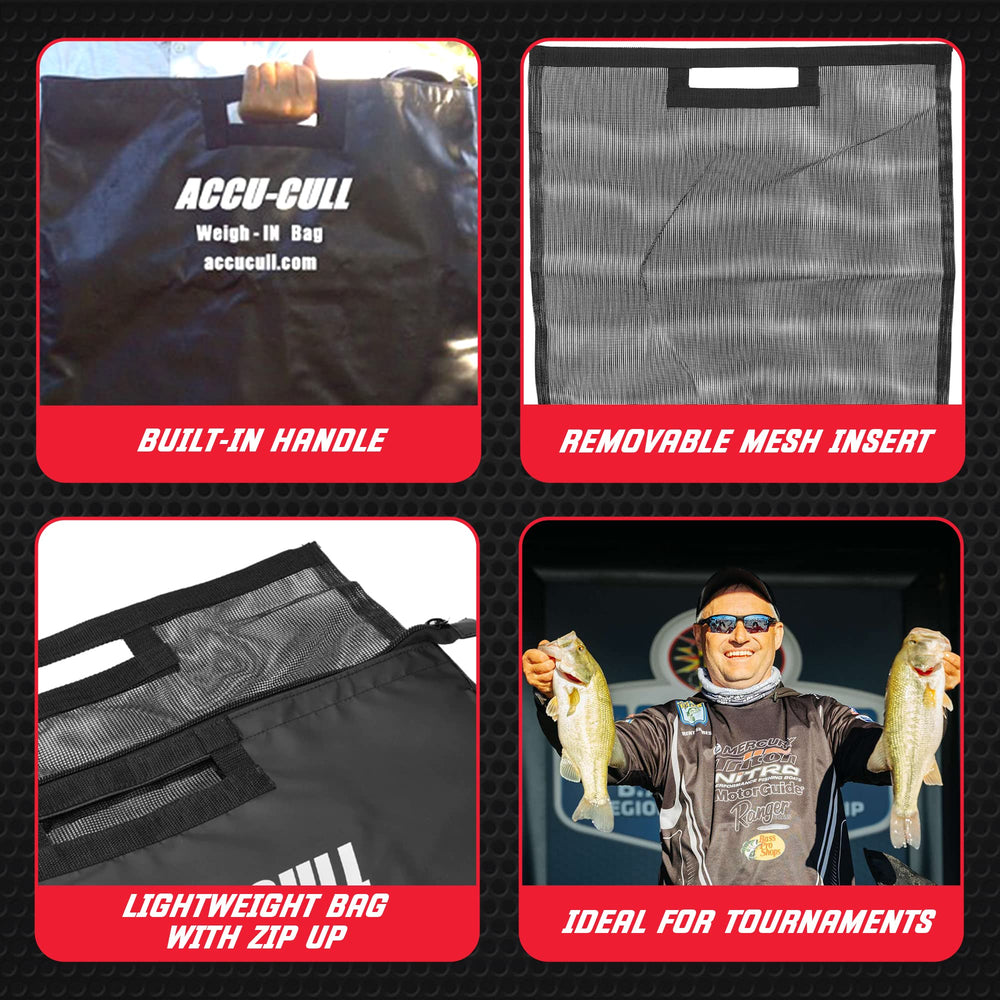 ACCU-CULL leak and rip resistant bag protects gear during transport.