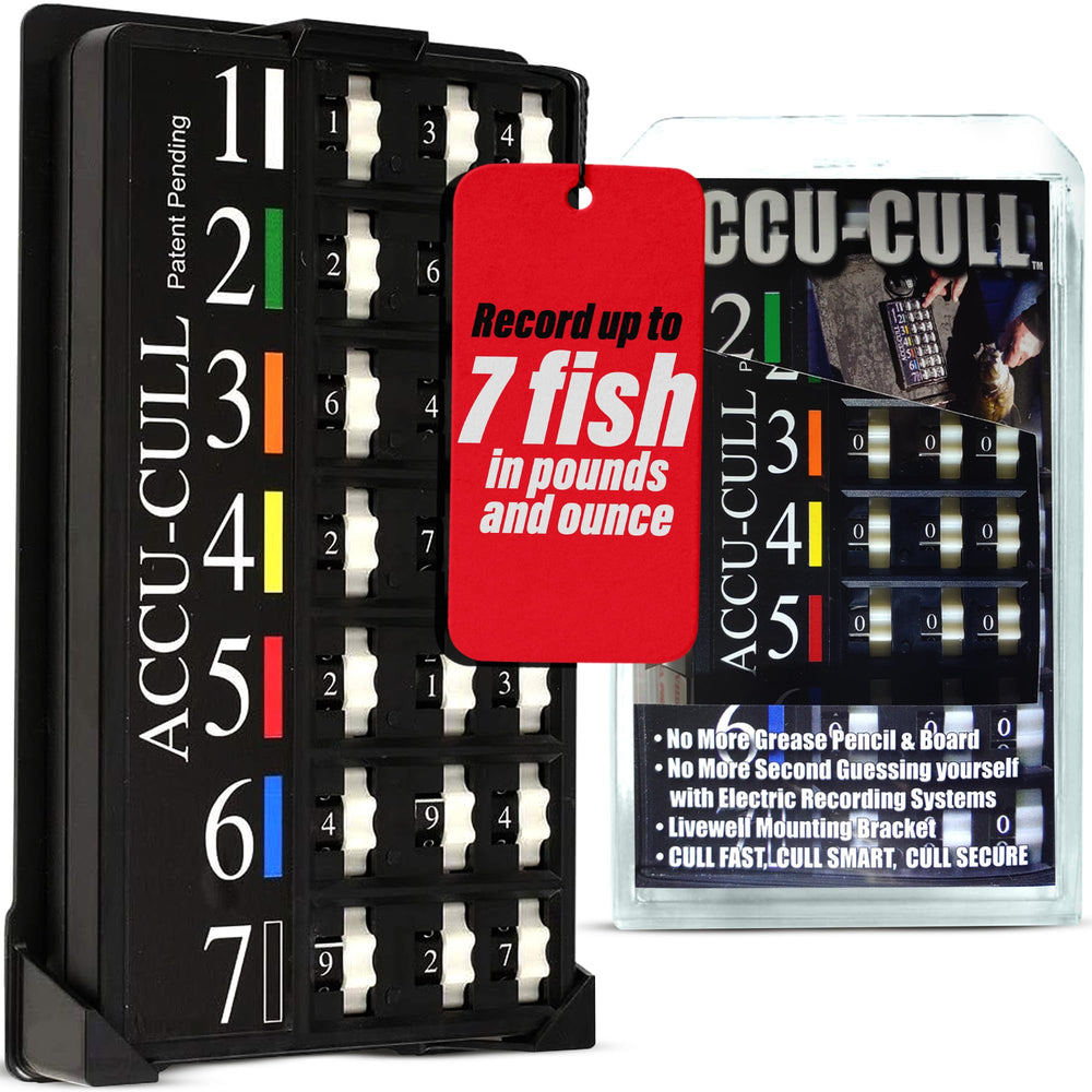 Accu Cull weight recorder with secure dial lock stabilizes catch measurements.