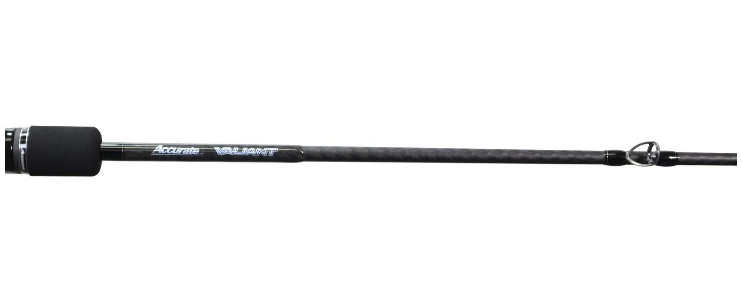 Accurate Valiant 7ft Heavy rod action close-up reveals backbone and sensitivity.