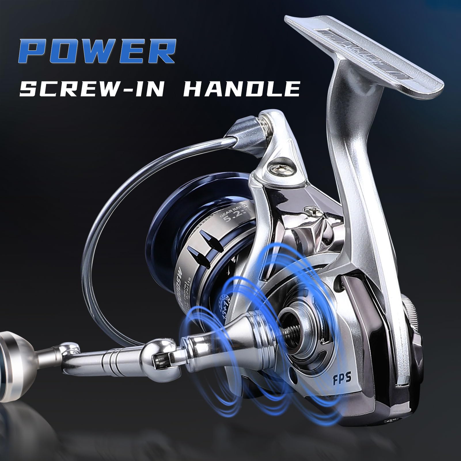 Accuretta saltwater spinning reel CNC aluminum handle with screw in rocker arm for solid connection