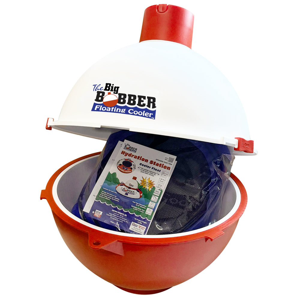ACCUSHARP Big Bobber Floating Cooler holds 12 cans for poolside fun