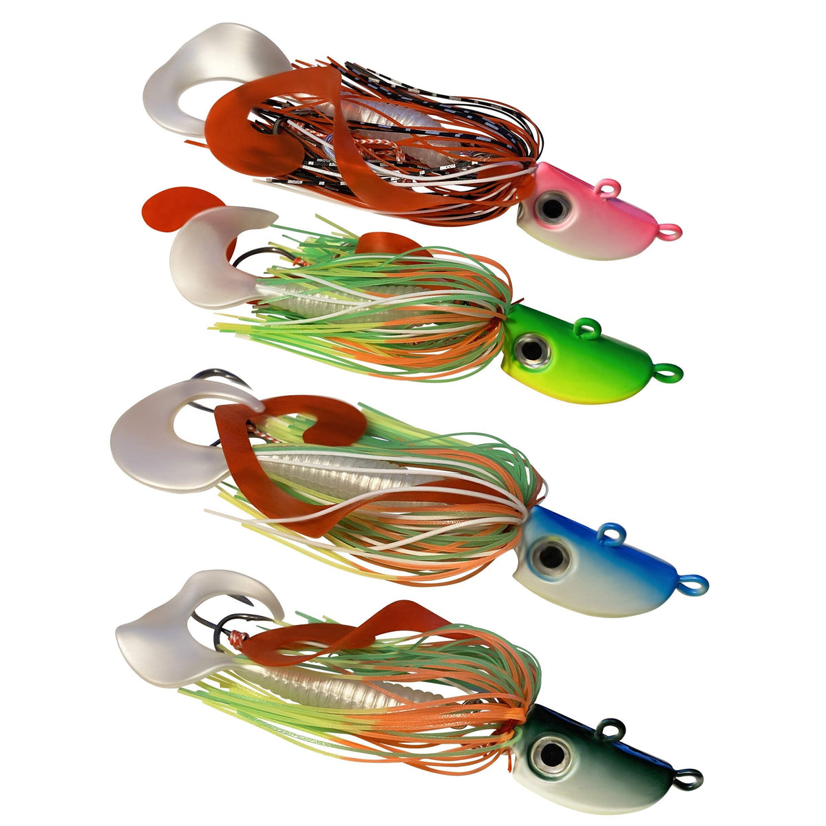 Aceanic 4-bearded bucktail jig kit ready for saltwater jigging across multiple species