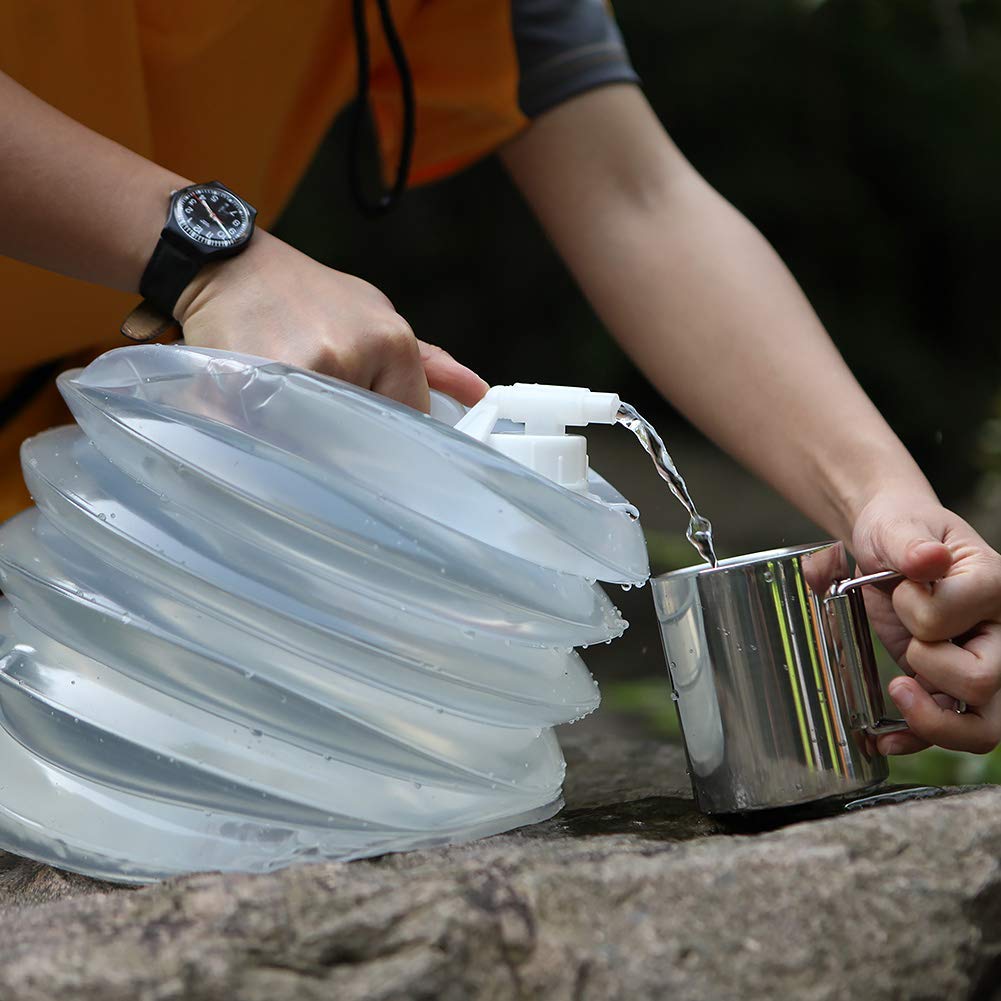 AceCamp Accordion Jerrycans folded flat for compact camping storage.