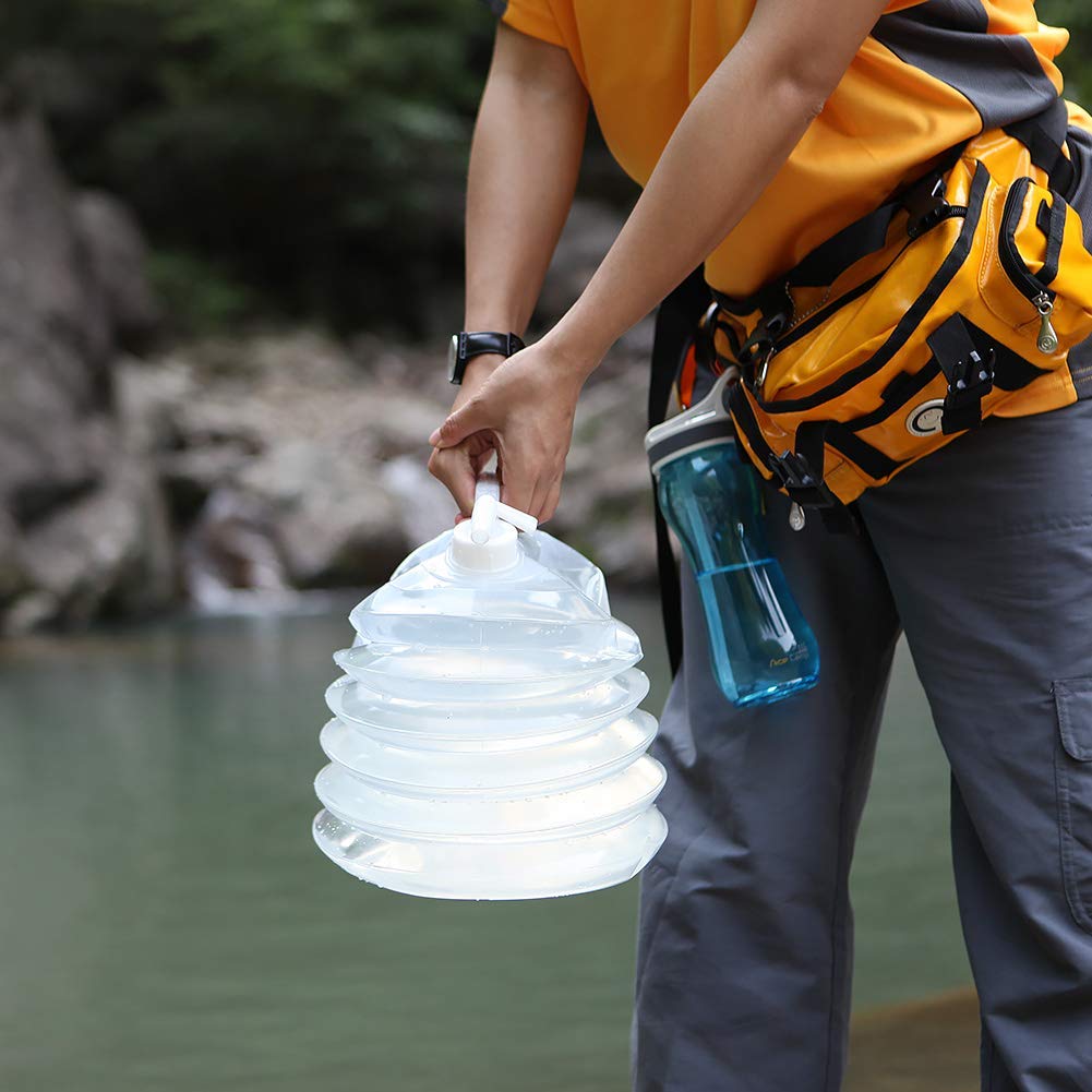 AceCamp Accordion Jerrycans with spigot cap enable controlled water flow.