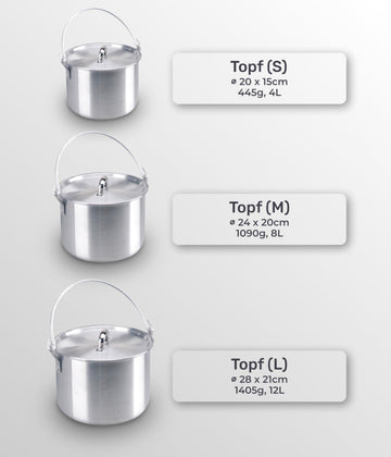 AceCamp aluminium camping pot showcases lightweight construction.