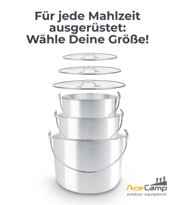 AceCamp camping pot, 20 by 15 cm, fits compact camp stoves.