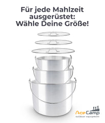 AceCamp aluminium body pot built for rugged outdoor use and durability.