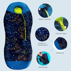 AceCamp glow in dark mummy bag side view shows roomy fit.
