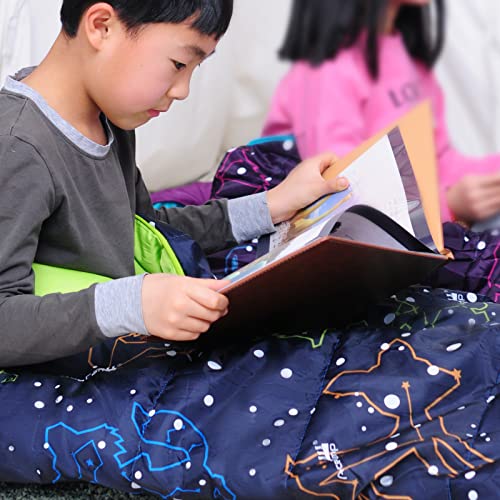 AceCamp glow-in-the-dark sleeping bag youth blue inner padding.