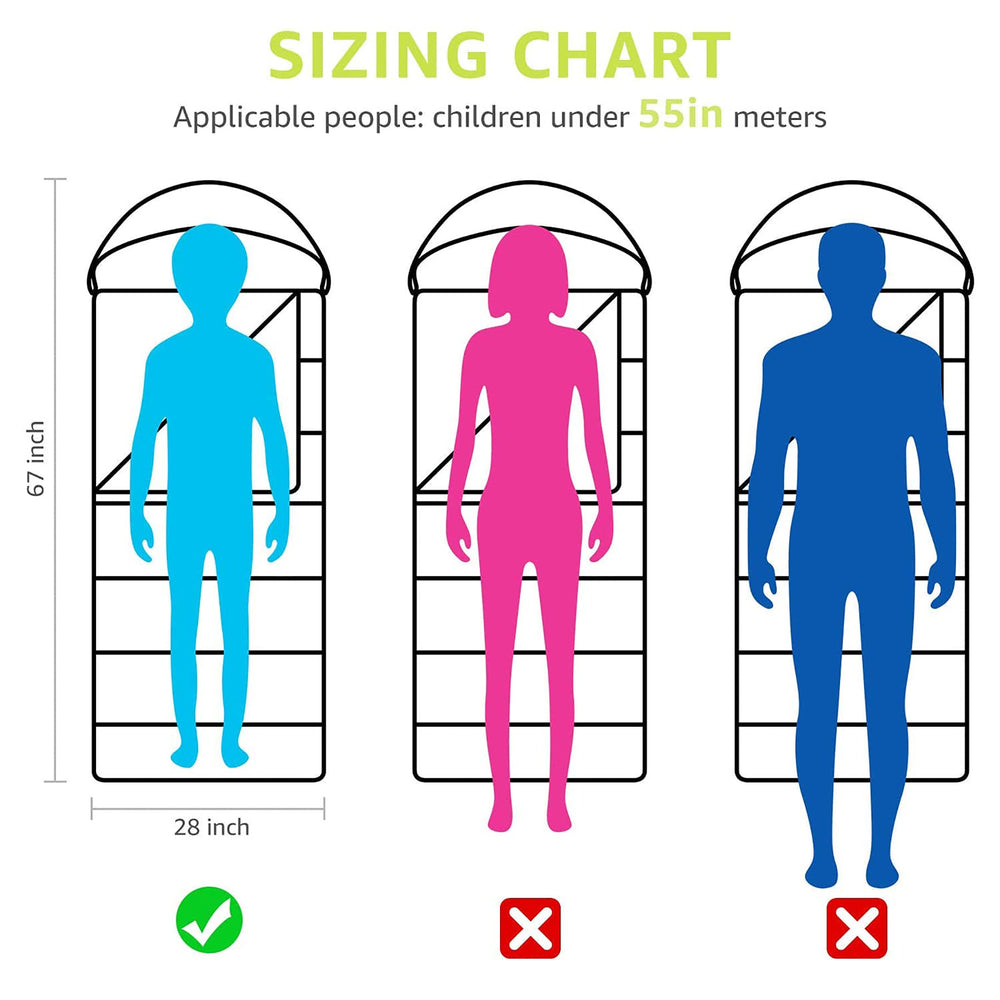 AceCamp kid sleeping bag roomy design supports wiggle-friendly sleep