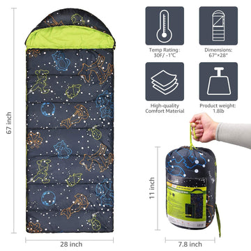 AceCamp kid sleeping bag with durable two-way zipper for easy use