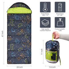 AceCamp kid sleeping bag with durable two-way zipper for easy use