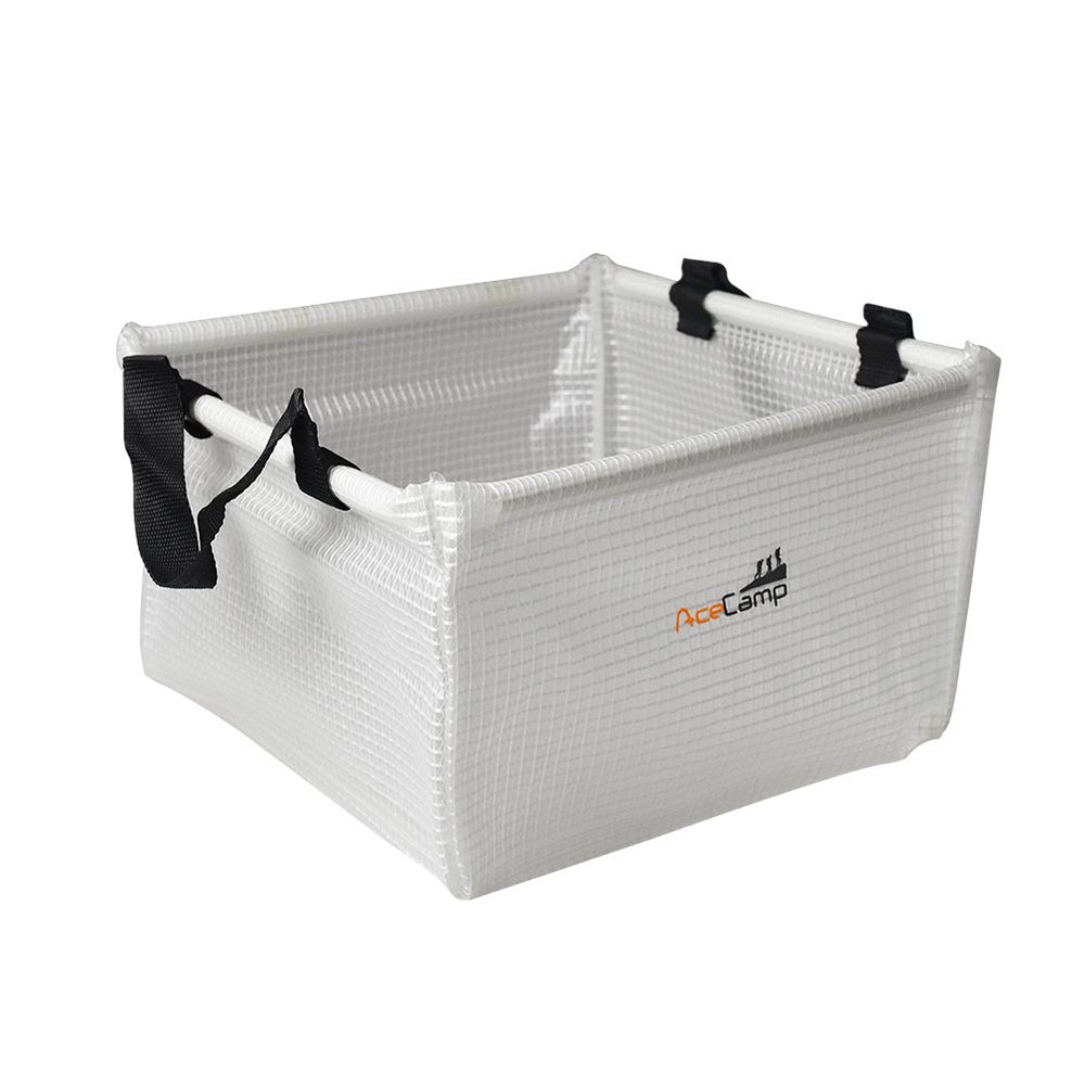AceCamp outdoor sink folding basin in use for dishwashing