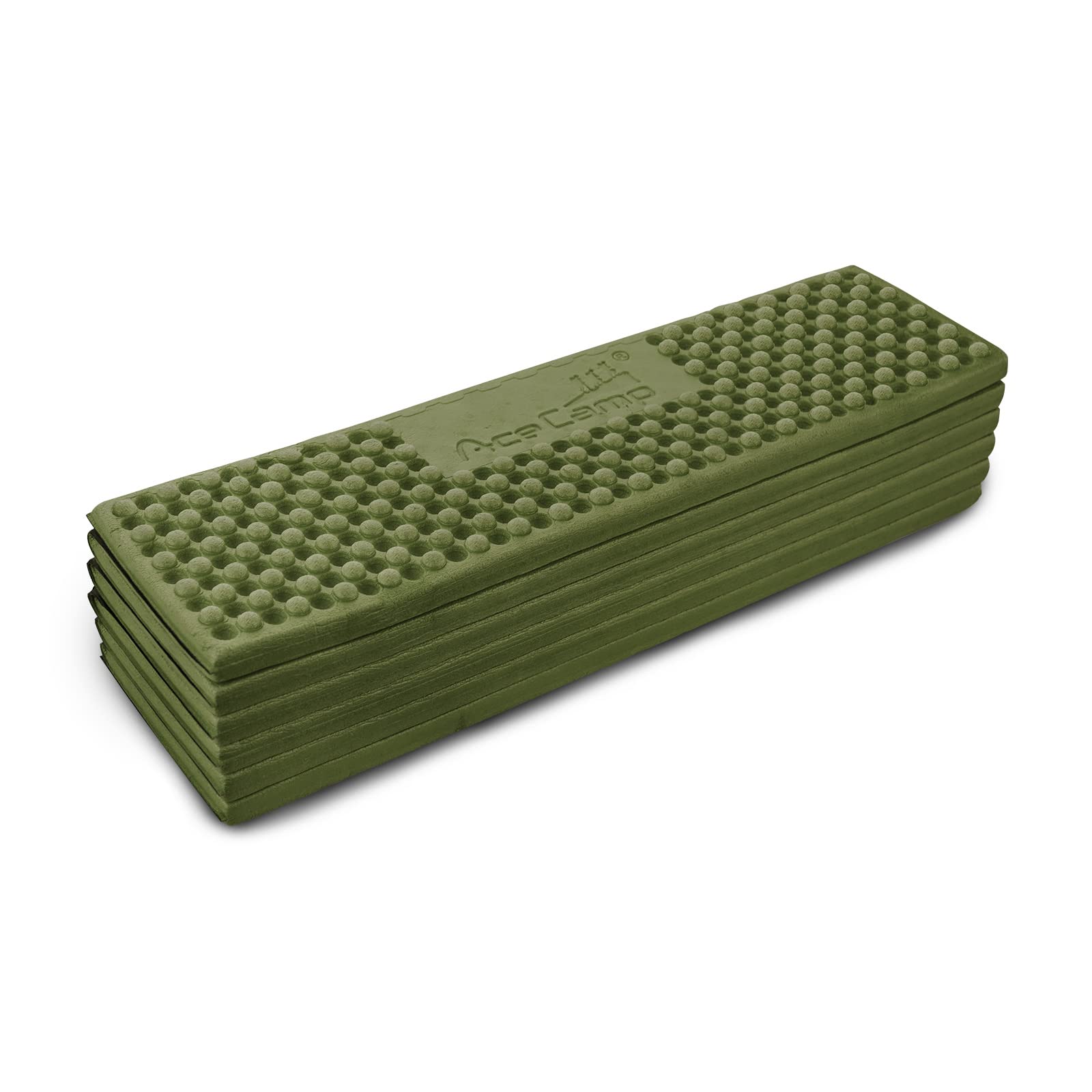 AceCamp sleeping pad green color shown in outdoor setting for gear organization