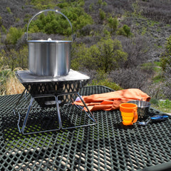 AceCamp Tribal Pot folding handle shown compact for backpacking.