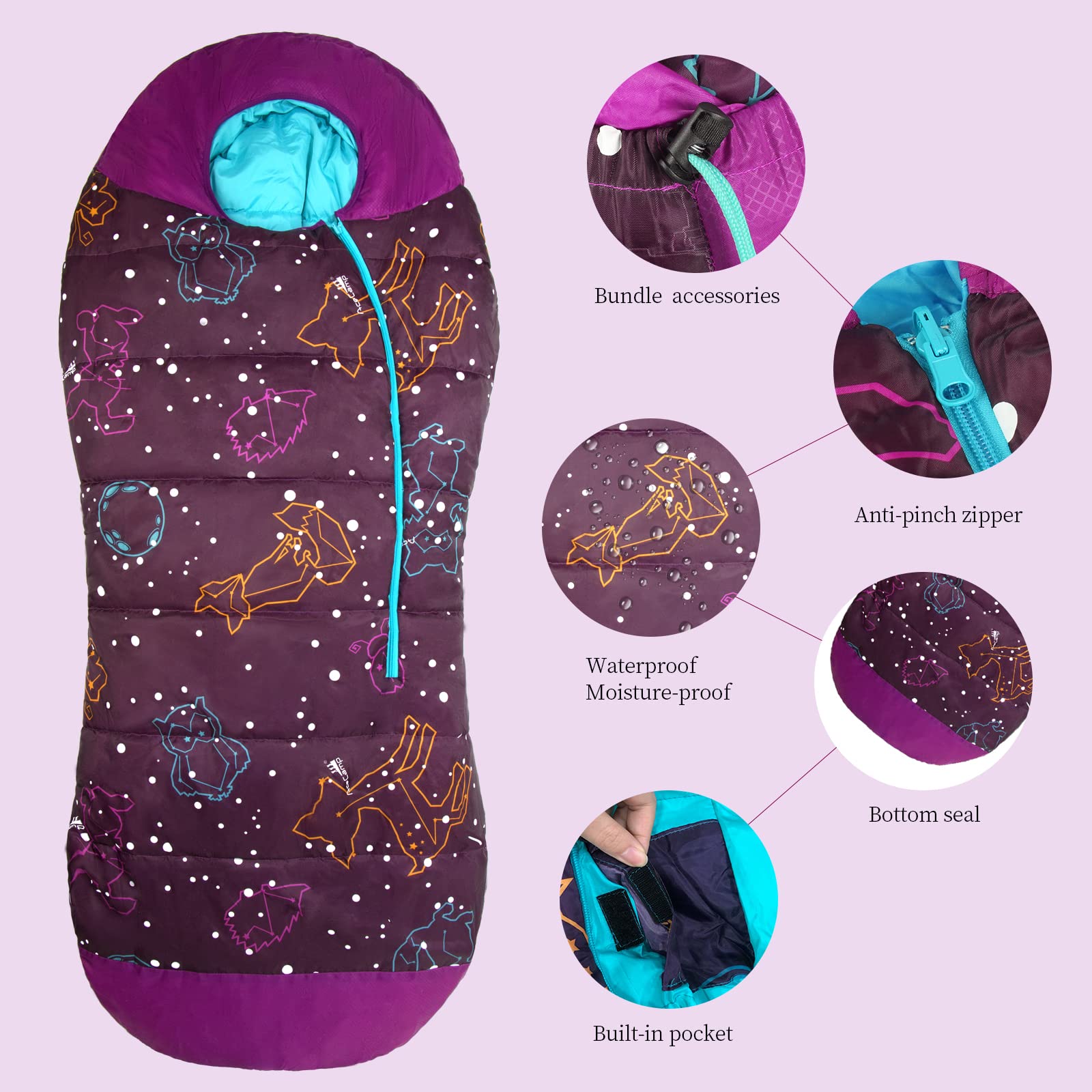 AceCamp water-resistant outer keeps kids dry during outdoor campouts