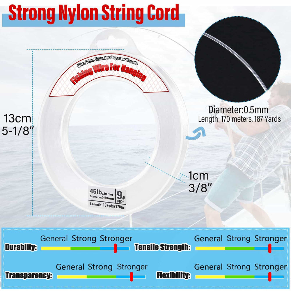 Thin nearly invisible fishing wire in use