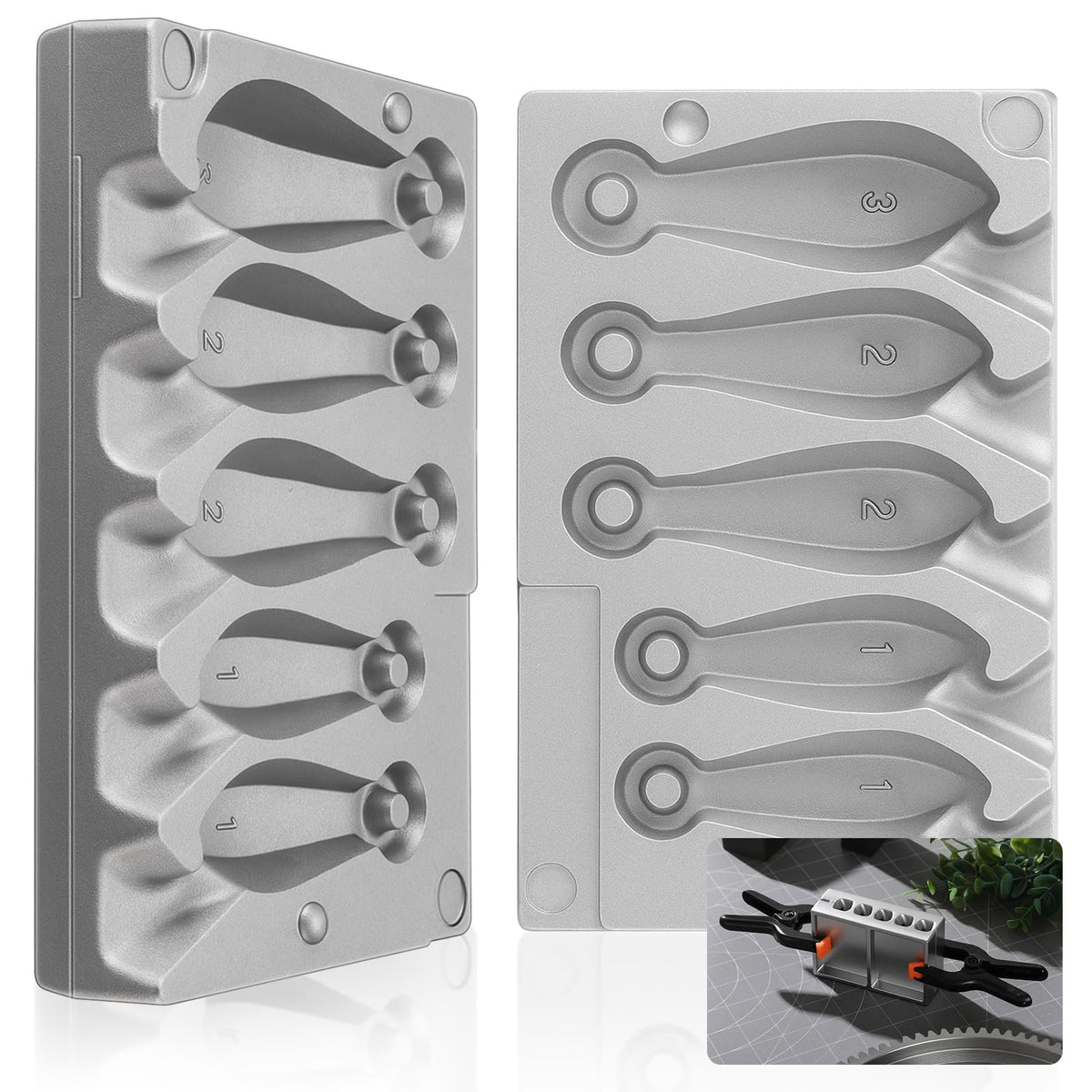 AceOrbit 3-pack sinker molds with 3-ounce capacity and five cavities